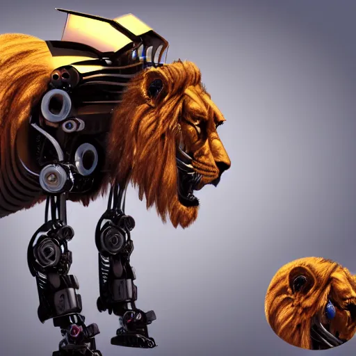 Image similar to Robot Lion, concept art, rim light, Studio light