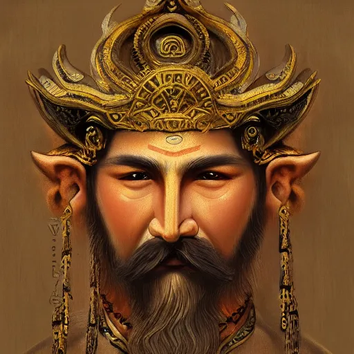 Image similar to ancient god portrait painting by fenghua zhong trending on artstation - h 7 6 8