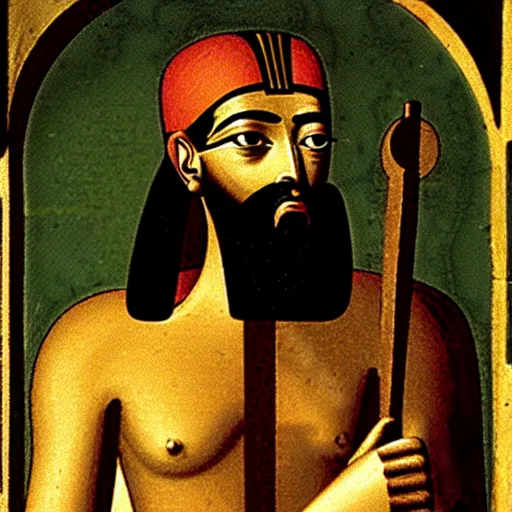 Image similar to hermes trismegistus, egyptian paining