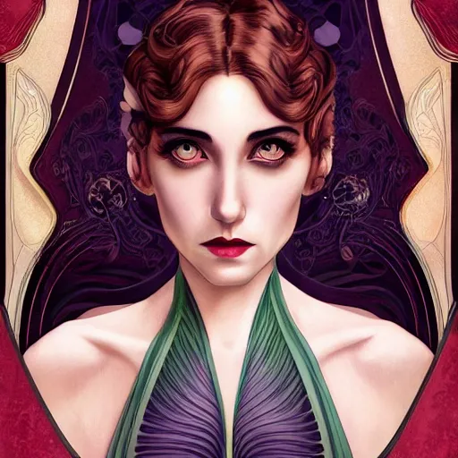 Image similar to an art nouveau, ( streamline moderne ), multi - racial portrait in the style of anna dittmann and charlie bowater and chanthara. very large, clear, expressive, and intelligent eyes. centered, ultrasharp focus, dramatic lighting, photorealistic digital matte painting, intricate symmetrical ultra detailed background.