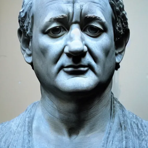 Prompt: bill murray as a marmor statue by michelangelo