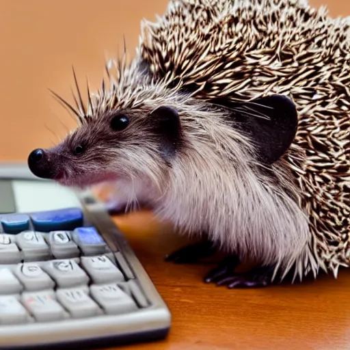 Image similar to a hedgehog using a calculator