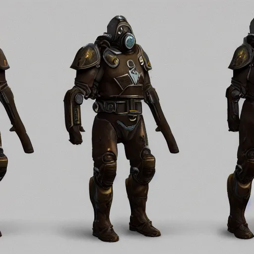 Image similar to fallout concept art armor render ultra unreal engine 5