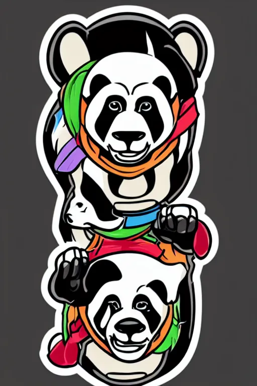 Image similar to Portrait of a panda as a wrestler, sticker, colorful, illustration, highly detailed, simple, smooth and clean vector curves, no jagged lines, vector art, smooth