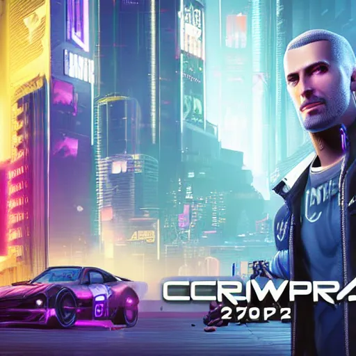 Image similar to corporate logo design cyberpunk 2 0 7 7 cp 2 0 7 7 3 8 4 0 2 1 6 0 lighting ambient