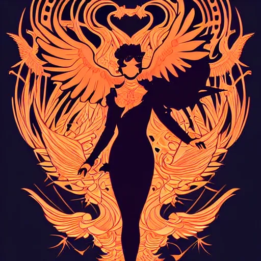 Image similar to silhouette of a Phoenix illustration, vector art style, medium shot, intricate, elegant, highly detailed, digital art, ffffound, art by JC Leyendecker and sachin teng