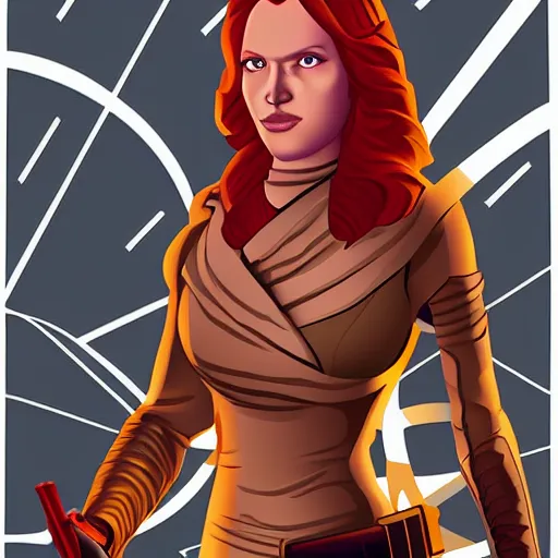 Prompt: detailed vector art of mara jade skywalker