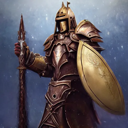 Prompt: a divine paladin in heavy armor wearing a heavy platemail helmet, artstation hall of fame gallery, editors choice, #1 digital painting of all time, most beautiful image ever created, emotionally evocative, greatest art ever made, lifetime achievement magnum opus masterpiece, the most amazing breathtaking image with the deepest message ever painted, a thing of beauty beyond imagination or words, 4k, highly detailed, cinematic lighting