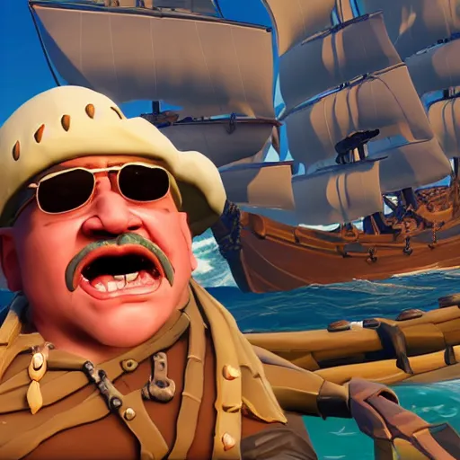 Image similar to in-game screenshot of Danny Devito in Sea of Thieves (2018)