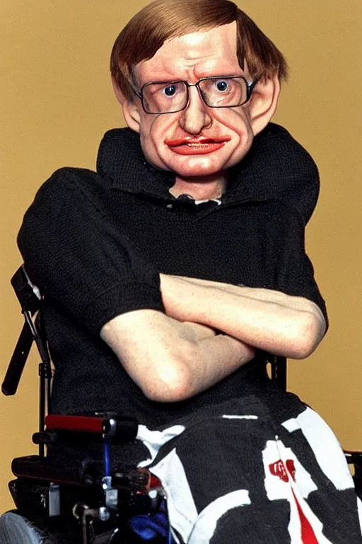 Prompt: stephen hawking as a 1 9 8 0 s wrestling action figure