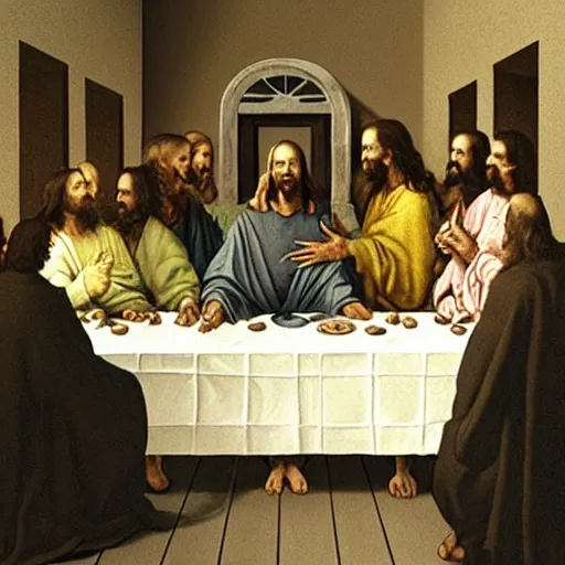 Image similar to walter white as jesus in the last supper