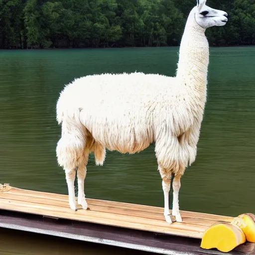 Image similar to a llama on a raft