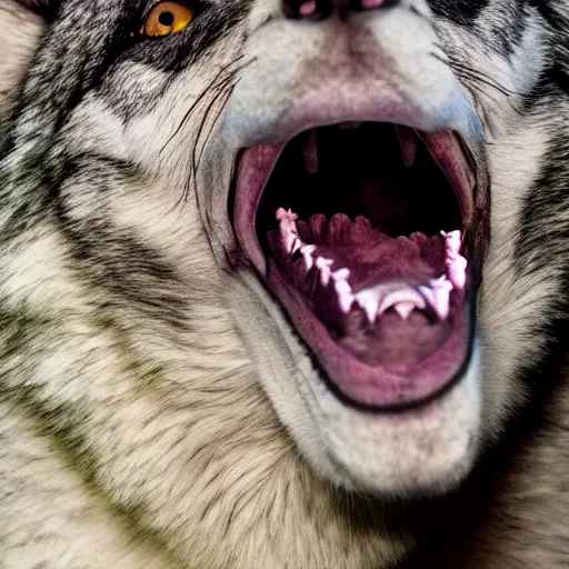 Prompt: gaping mouth of a wolf