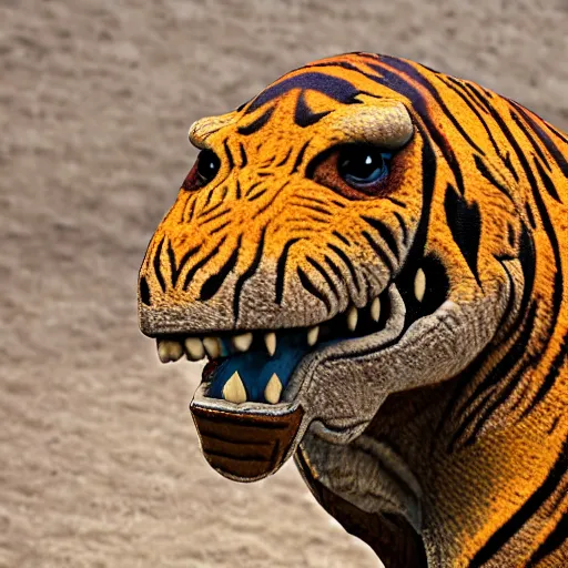 Prompt: face of a triceratops dinosaur tiger hybrid