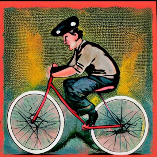 Prompt: hoffman bicycle, blotter art