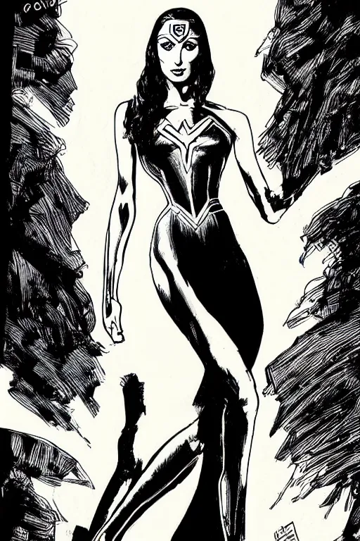 Image similar to portrait of gal gadot, stunning dress, style of guido crepax