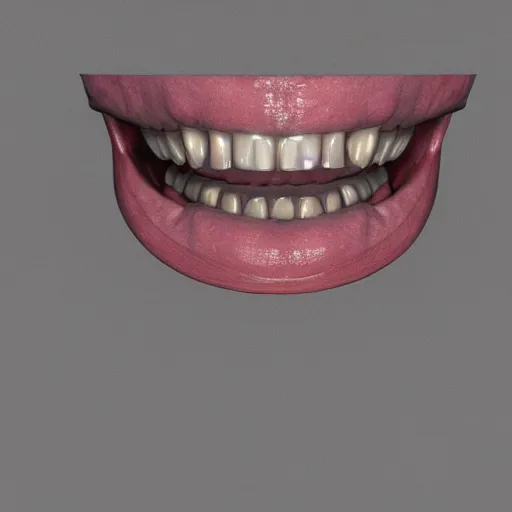 Image similar to poorly rendered 3 d set of teeth