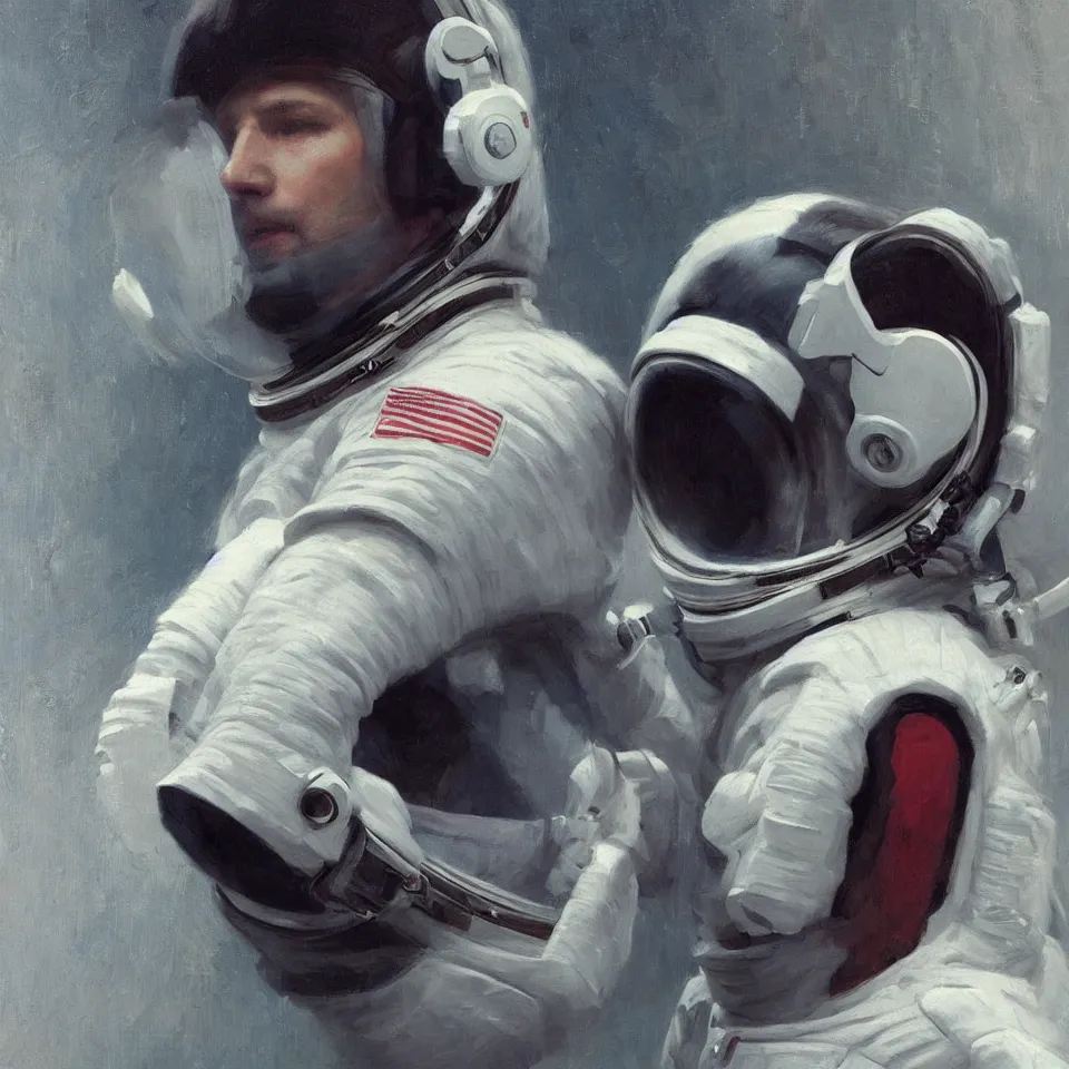 Image similar to astronaut wearing a headphone, beautiful, cinematic, art by jeremy lipking