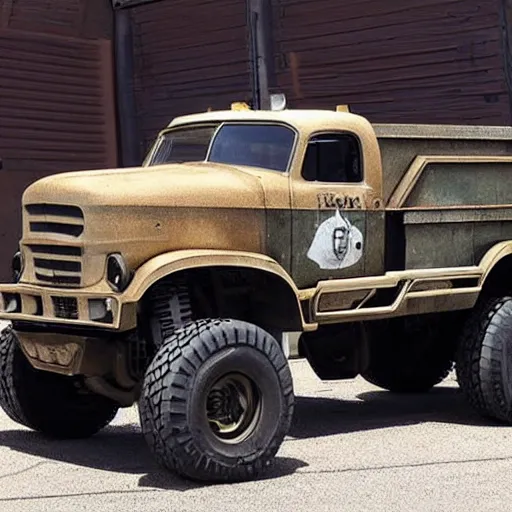 Prompt: ratrod dump truck hybrid chimera, combination