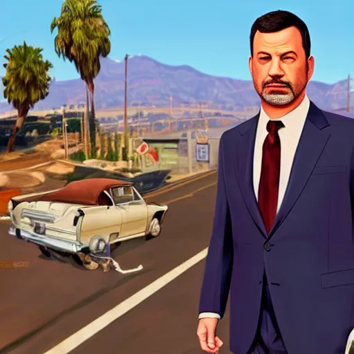 Prompt: Jimmy kimmel as cover art in GTA 5