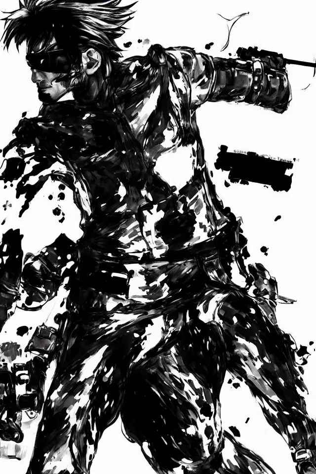 Prompt: a full - body portrait of the tiktoker anna banana, in yoji shinkawa's art style, metal gear solid art style, highly detailed, 4 k, artistic, white background, b & w