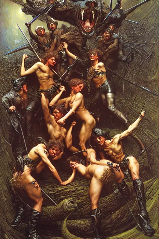 Prompt: beavers punks, ighly detailed painting by gustave dore, donato giancola, joseph christian leyendecker, wlop, boris vallejo