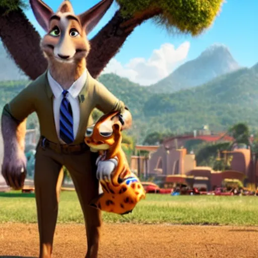 Prompt: still from the movie Zootopia depicting Saul Goodman as an anthropomorphic animal character