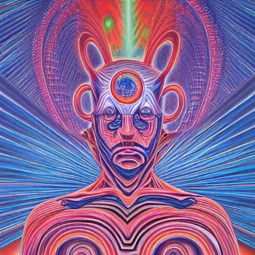 Prompt: Liminal space in outer space by Alex Grey