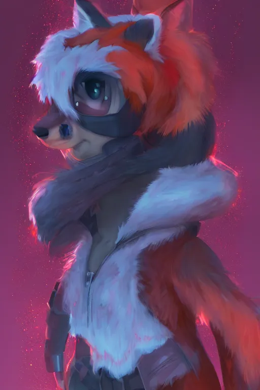 Image similar to a fox fursona, trending on artstation, by kawacy, furry art, digital art, cyberpunk, high quality, backlighting