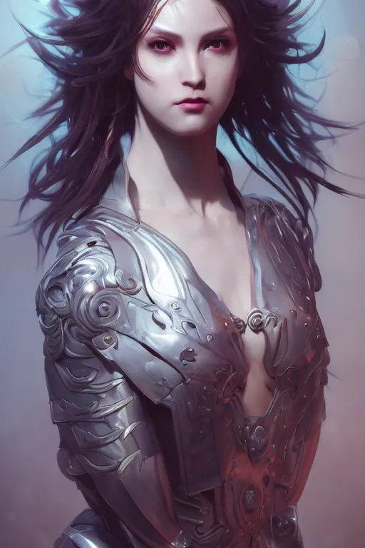 Prompt: beautiful vampire, leather armor, intricate lights, phoenix, bioluminescent by ruan jia and artgerm and range murata and wlop and ross tran and william - adolphe bouguereau and beeple. realistic hair fantasy illustration. award winning, artstation, intricate details, realistic, hyper detailed 8 k resolution