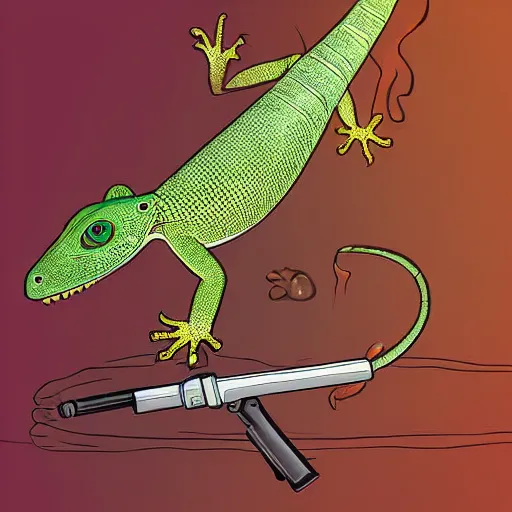 Prompt: a lizard as a hitman, Digital art