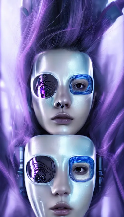 Image similar to face mask on beautiful woman face, cyberpunk art by kuno veeber, cgsociety, computer art, ultra detailed, futuristic, anime aesthetic