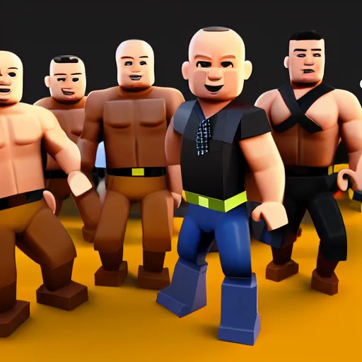 Image similar to dwayne johnson in roblox, roblox deisgn, roblox avatar, digital art, 3 d art, third dimension