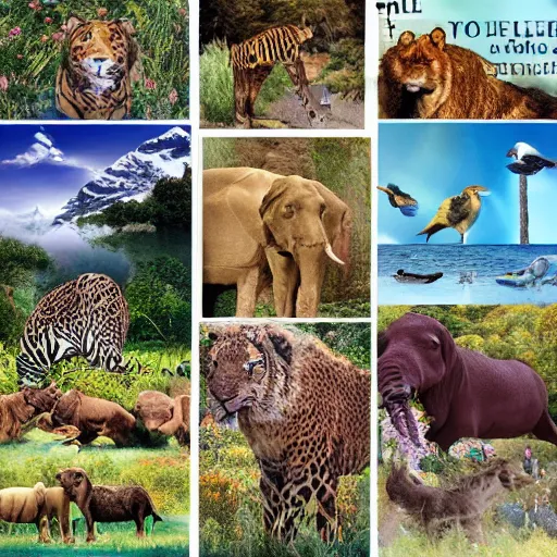 Image similar to Magazine collage creating a beautiful scene of the animal kingdom