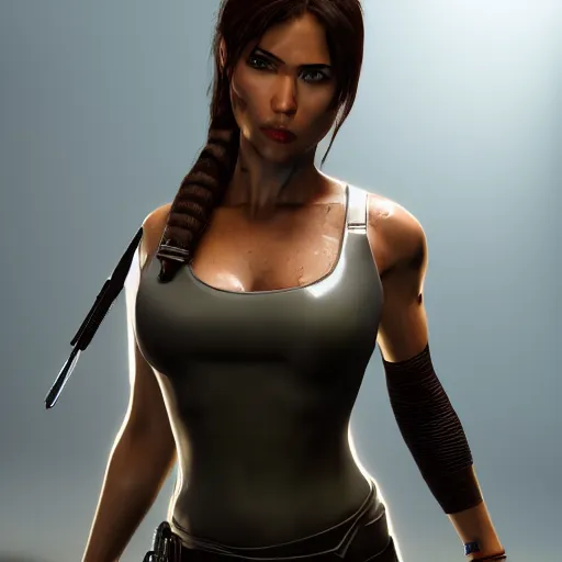 Image similar to Lara croft as spiderwoman, intricate, highly detailed, smooth, sharp focus, illustration, Unreal Engine 5, 8K,