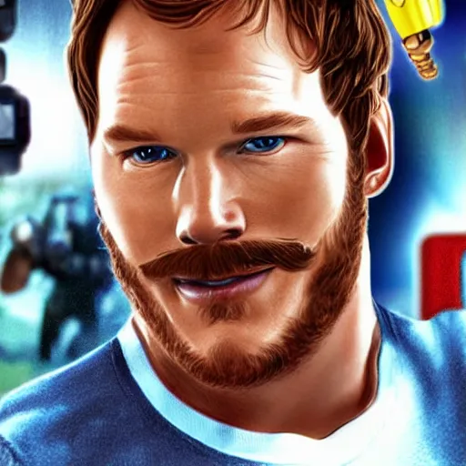 Image similar to chris pratt as mario realistic detailed