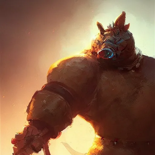 Image similar to a warrior pig, artstation, greg rutkowski