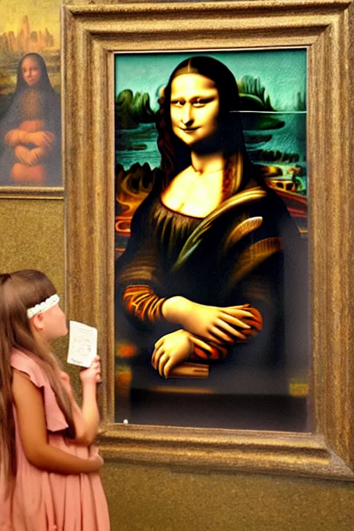 Image similar to a painting of the mona lisa by a child