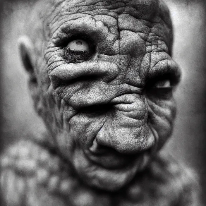 Prompt: golem, by lee jeffries, gelatin silver process,