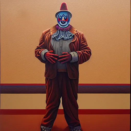 Image similar to a candy - colored clown they call the sandman tiptoes to my room every night. by jeffrey smith, oil on canvas