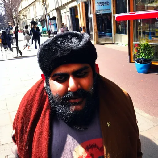 Prompt: fat hairy indian guy looking drunk in Cambridge UK city centre