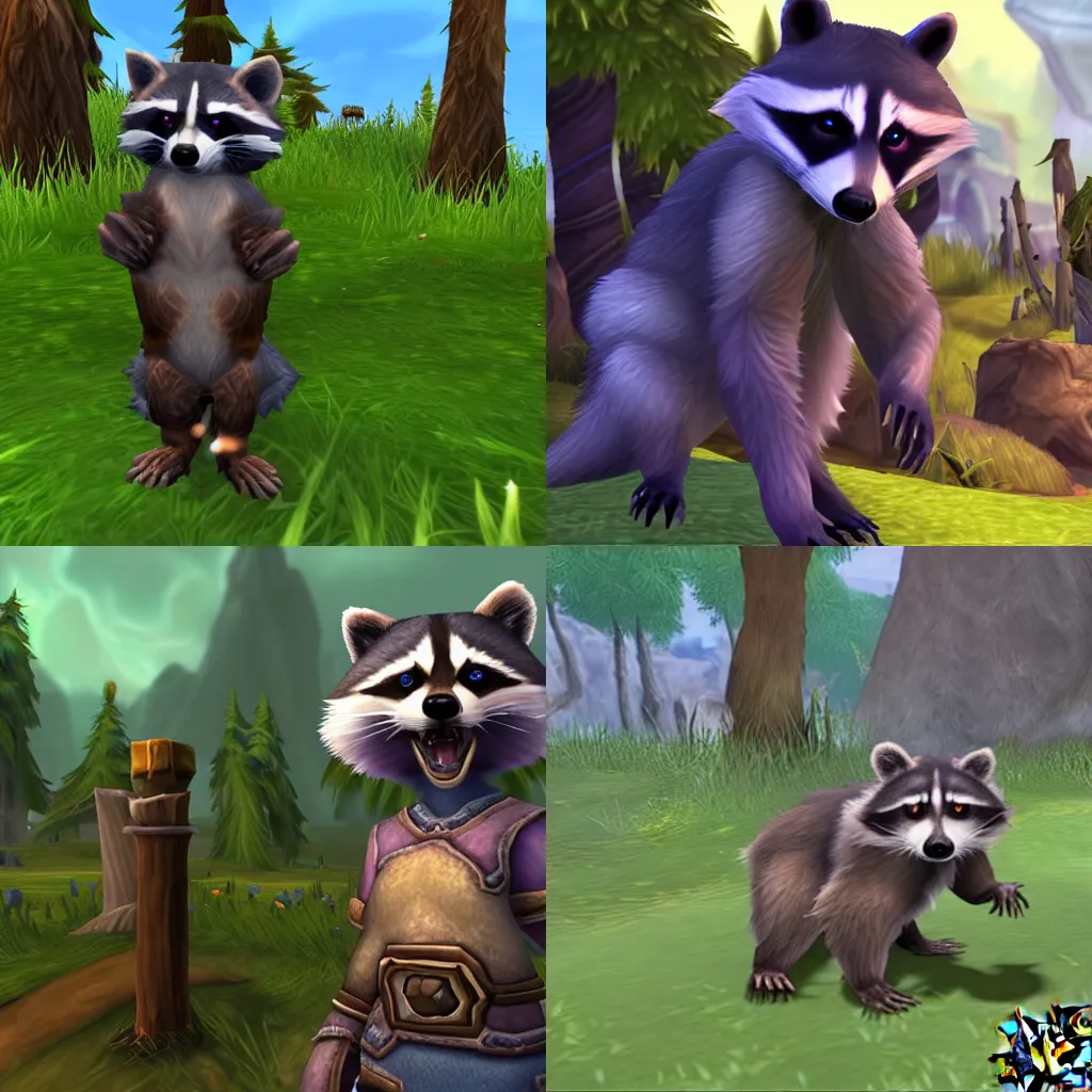 Prompt: a raccoon in World of Warcraft