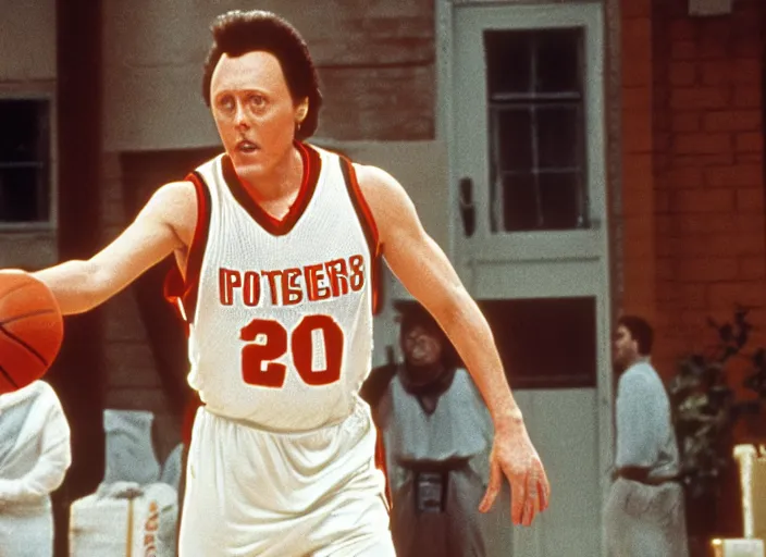 Image similar to film still of Christopher Walken playing Basketball in the new Ghostbusters movie, 4k