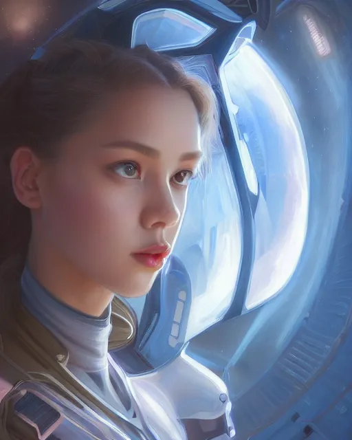 Prompt: portrait of Lalisa Manobal as futuristic airforce, inside future fighter, sci-fi, fantasy, intricate, very feminine, elegant, human anatomy, royal pink and blue light, highly detailed, digital painting, artstation, concept art, smooth, sharp focus, illustration, art by tian zi and WLOP and alphonse mucha