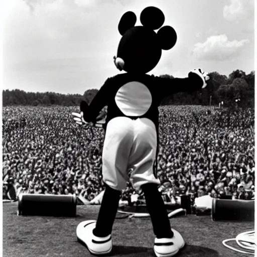 Image similar to mickey mouse performing at woodstock