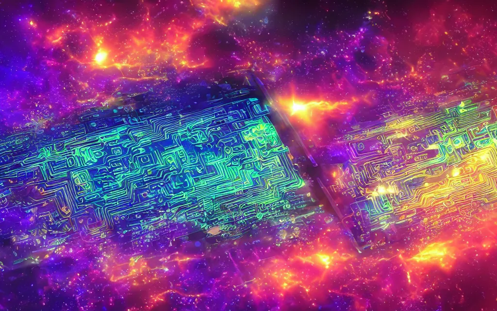 Image similar to god mind organic computer technological singularity, future perfect, award winning digital art extremely detailed, iridescent color scheme