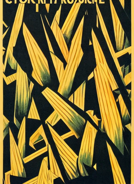 Prompt: Corn by Alexander Rodchenko, propaganda poster, russian constructivism