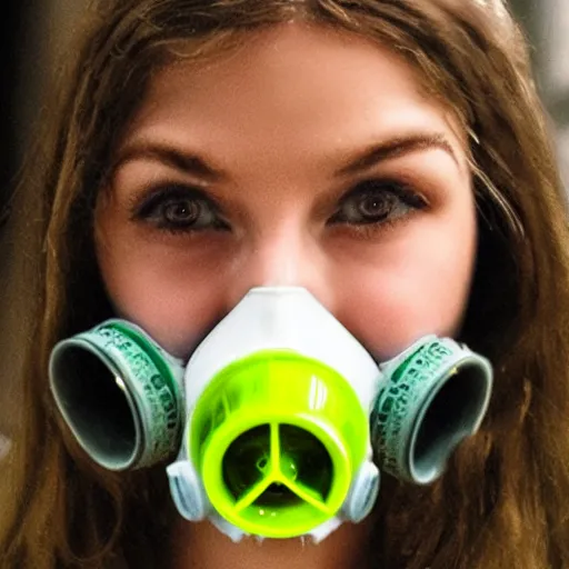 Image similar to i could see her luscious red lips visible through the translucent green gas mask as the yellow sulphur gas swirled around her.