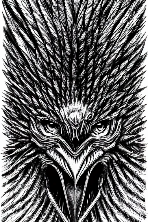 Image similar to crow monster, symmetrical, highly detailed, digital art, sharp focus, trending on art station, kentaro miura manga art style