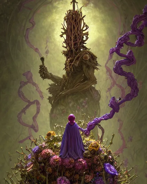 Image similar to the platonic ideal of flowers, rotting, insects and praying of cletus kasady carnage thanos davinci nazgul wild hunt chtulu mandelbulb ponyo botw bioshock, d & d, fantasy, ego death, decay, dmt, psilocybin, concept art by randy vargas and greg rutkowski and ruan jia and alphonse mucha